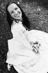 Image showing beautiful bride outdoor after wedding ceremny