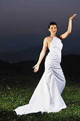 Image showing beautiful bride outdoor after wedding ceremny