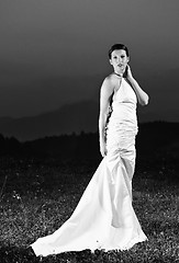 Image showing beautiful bride outdoor after wedding ceremny