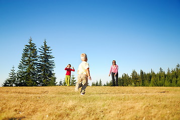 Image showing mother and kids having fun outside