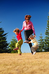 Image showing mother and kids having fun outside