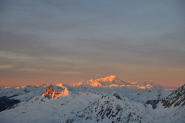 Image showing mountain snow sunset