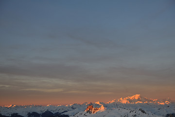 Image showing mountain snow sunset