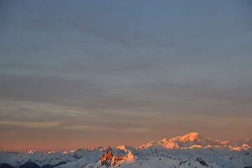 Image showing mountain snow sunset