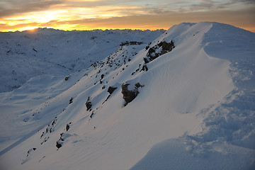 Image showing mountain snow sunset