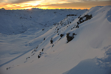 Image showing mountain snow sunset