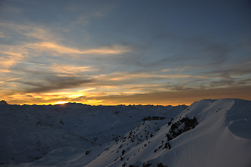 Image showing mountain snow sunset