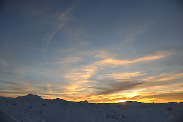 Image showing mountain snow sunset