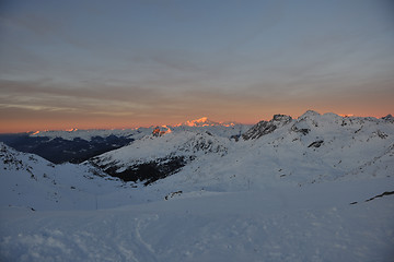 Image showing mountain snow sunset