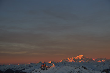 Image showing mountain snow sunset