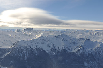 Image showing mountain snow sunset