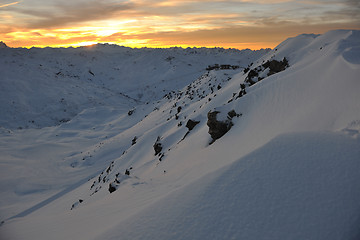 Image showing mountain snow sunset