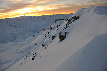 Image showing mountain snow sunset