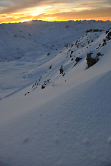 Image showing mountain snow sunset