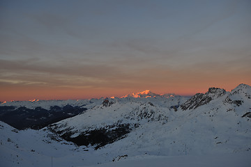 Image showing mountain snow sunset