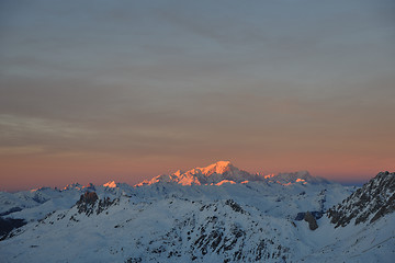 Image showing mountain snow sunset