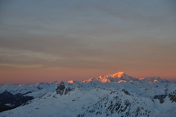 Image showing mountain snow sunset
