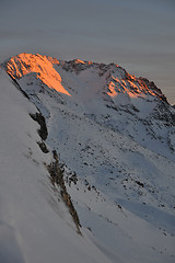 Image showing mountain snow sunset