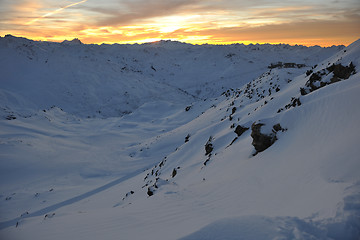 Image showing mountain snow sunset