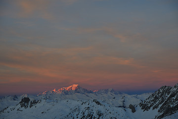 Image showing mountain snow sunset