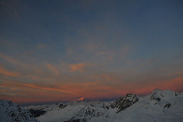 Image showing mountain snow sunset