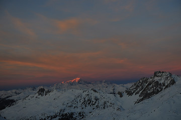 Image showing mountain snow sunset