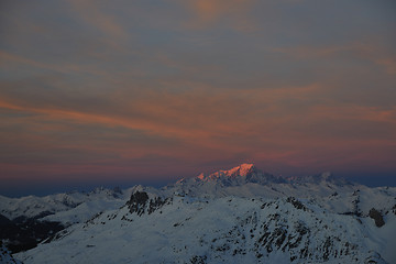 Image showing mountain snow sunset