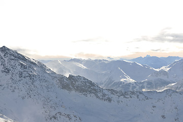 Image showing mountain snow sunset