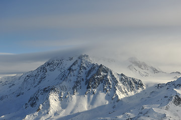 Image showing mountain snow sunset