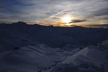 Image showing mountain snow sunset