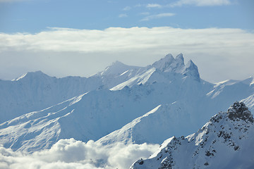 Image showing mountain snow sunset