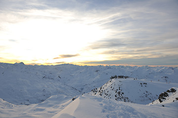 Image showing mountain snow sunset