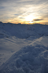 Image showing mountain snow sunset