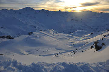 Image showing mountain snow sunset