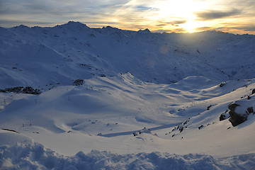 Image showing mountain snow sunset