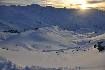 Image showing mountain snow sunset