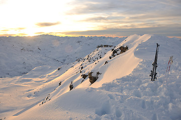 Image showing mountain snow sunset