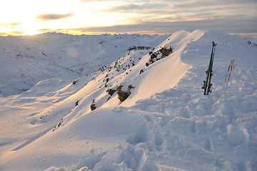 Image showing mountain snow sunset