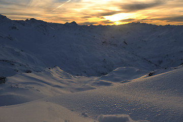 Image showing mountain snow sunset