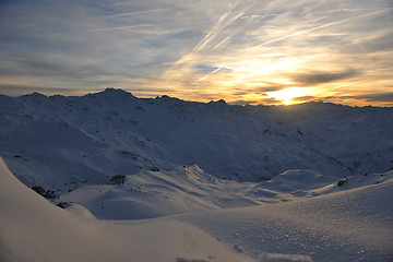 Image showing mountain snow sunset