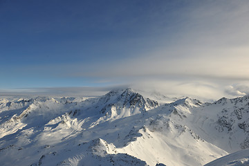 Image showing mountain snow sunset