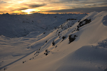 Image showing mountain snow sunset