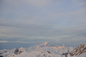 Image showing mountain snow sunset