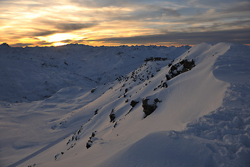 Image showing mountain snow sunset