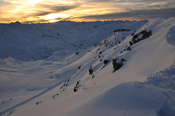 Image showing mountain snow sunset