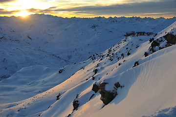 Image showing mountain snow sunset