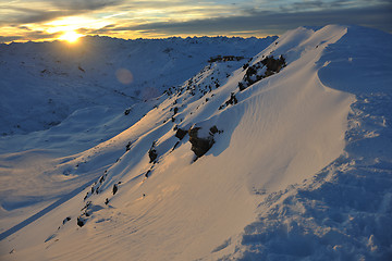 Image showing mountain snow sunset