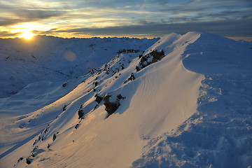 Image showing mountain snow sunset