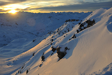 Image showing mountain snow sunset