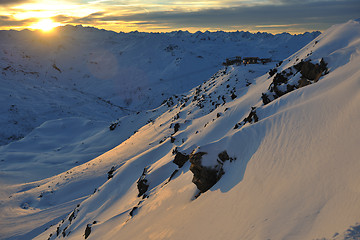 Image showing mountain snow sunset